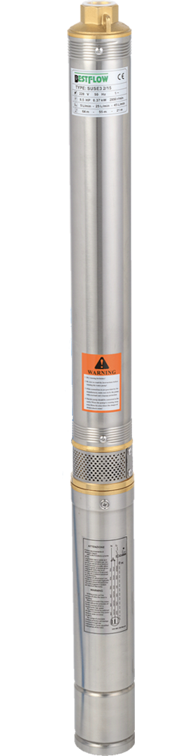 BOMBA PARA POZOS PROFUNDOS SERIE 2.5” SUSE 2/24 0.5 HP 220V+20M
